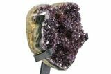 Amethyst Crystal Heart With Metal Stand - Uruguay #101343-3